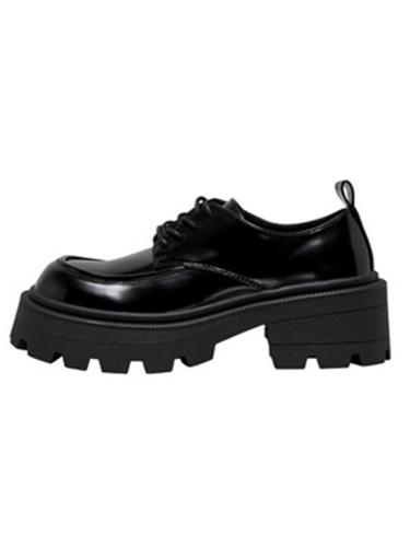 LOAFERS ONLY BANYU-4 PU CHUNKY LACE UP BLACK ONLY