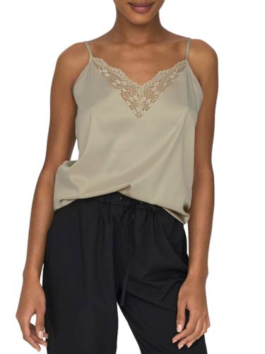 TOP ONLY VICTORIA SL LACE MIX SINGLET CREME ONLY