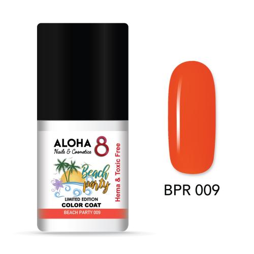 Ημιμόνιμο βερνίκι ALOHA 8ml - Beach Party Limited Edition / BPR-009 Sunset Fluorescent Orange