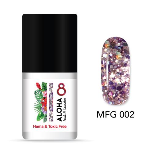 Ημιμόνιμο βερνίκι ALOHA 8ml - Mermaid Flakes Glitter / Ημιμόνιμο Glitter MFG-002