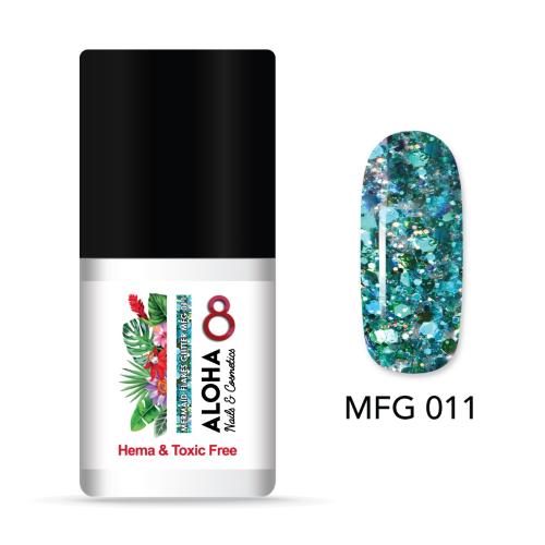 Ημιμόνιμο βερνίκι ALOHA 8ml - Mermaid Flakes Glitter / Ημιμόνιμο Glitter MFG-011