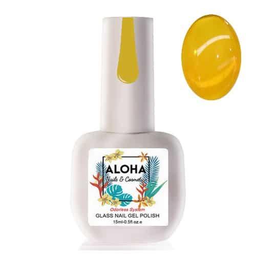 Ημιμόνιμο βερνίκι Aloha Glass Gel 15ml - Χρώμα GL 06 Διάφανο Κεχριμπάρι