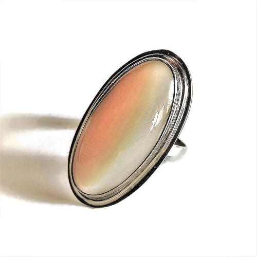 Oval Mother of Pearl Ring, Handmade Sterling Silver Ring with Natural Brown Oval Mother of Pearl , Mother of Pearl Jewelry, Gift for Her