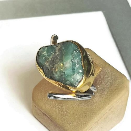 Raw Amazonite Silver Ring, Amazonite woman s ring, Green Ring, Raw Stone Jewelry