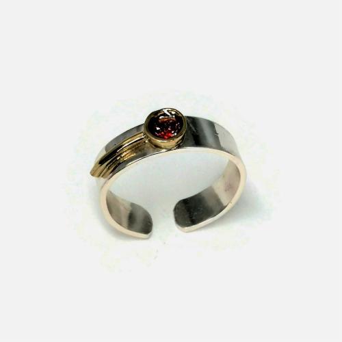 Red Enamel Resin Thin Open Band Ring, Sterling Silver Ring with Red Enamel Resin, Adjustable Ring, Unique Ring