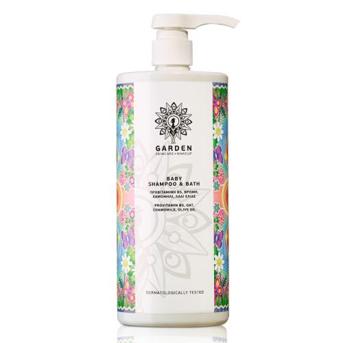 Baby Shampoo & Bath – Βρεφικό καθαριστικό με Πανθενόλη, Βρώμη, Χαμομήλι & Λάδι Ελιάς 1000 ml / Garden Skincare+Makeup