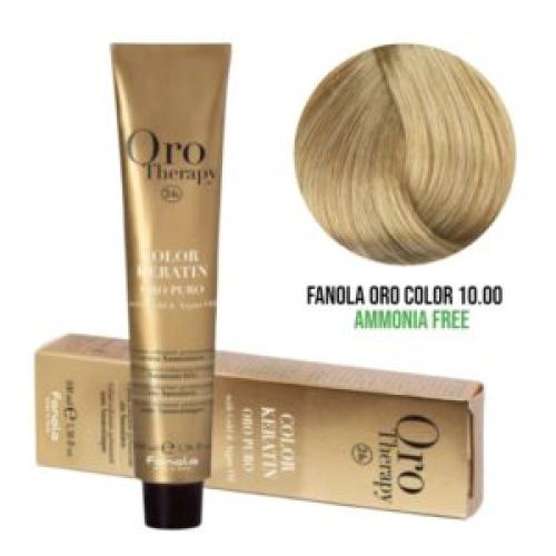 Επαγγελματική Βαφή Μαλλιών χωρίς Αμμωνία – 100ml / Fanola Oro Color 10.00 – Ξανθό Πλατινέ Ενισχυμένο