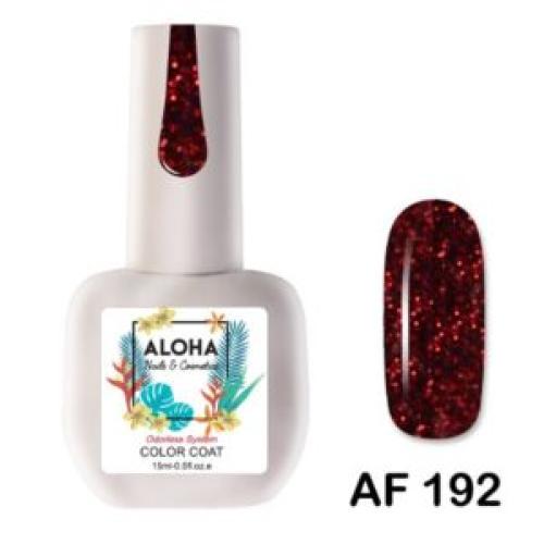 Ημιμόνιμο βερνίκι ALOHA 15ml – AF 192 / Χρώμα: Μπορντώ με Glitter (Bordeaux Glitter)