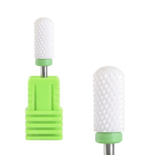 Κεραμικό Φρεζάκι Πράσινο κοντό για Αφαίρεση Gel, Acryl Gel & Ακρυλικού σε σχήμα κυλίνδρου με οβάλ άκρο