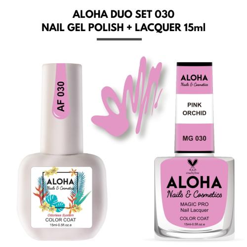 Set Απλού Βερνικιού Magic Pro + Ημιμόνιμου 15ml στο ίδιο χρώμα / ALOHA DUO MG 030 + AF 030 – Pink Orchid