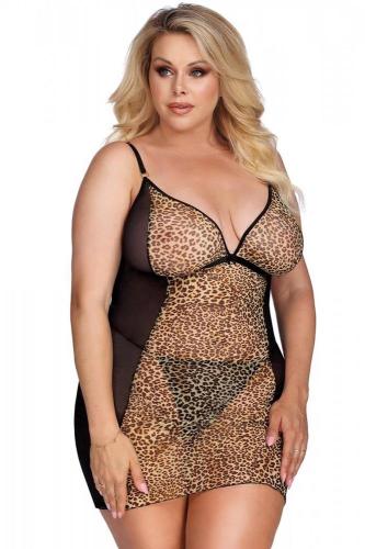 PLUS SIZE Babydoll - AS Marciana chemise Λεοπαρ AS10055