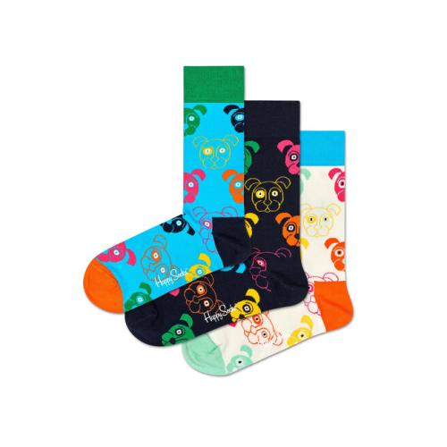 Σετ 3 ζευγάρια ψηλές κάλτσες unisex Happy Socks XDOG08-0150 Έγχρωμο