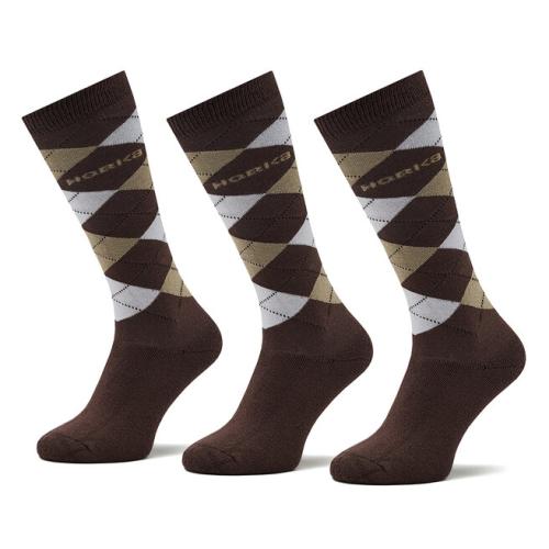 Σετ 3 ζευγάρια ψηλές κάλτσες unisex Horka Riding Socks 145450 Ch Dk.Brown/Beige