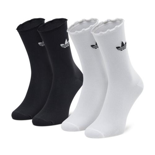 Σετ 2 ζευγάρια ψηλές κάλτσες unisex adidas Ruffle Crw 2Pp HC9532 Black/White