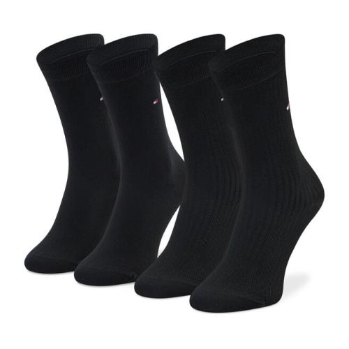 Σετ 2 ζευγάρια ψηλές κάλτσες γυναικείες Tommy Hilfiger 701220253 Black 002