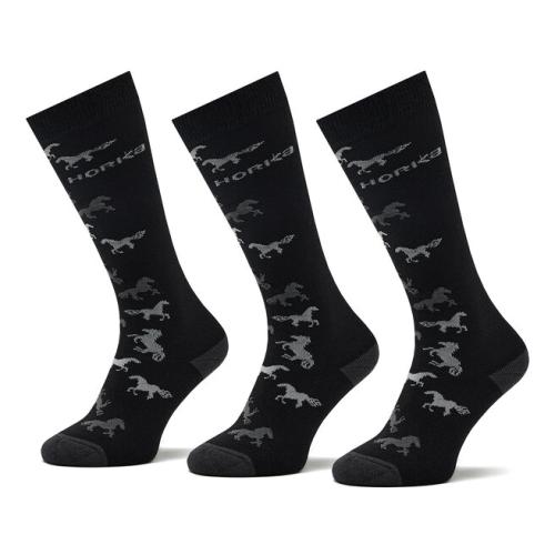 Σετ 3 ζευγάρια ψηλές κάλτσες unisex Horka Riding Socks 145450-0000-0203 H Black/Grey