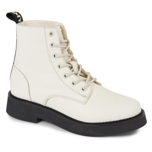 Μποτάκια Tommy Jeans Tjw Lace Up Flat Boot EN0EN02310 Rich Cream YA6