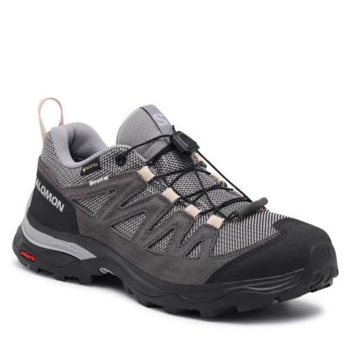 Παπούτσια πεζοπορίας Salomon X Ward Leather GORE-TEX L47182400 Gull/Black/Ebony