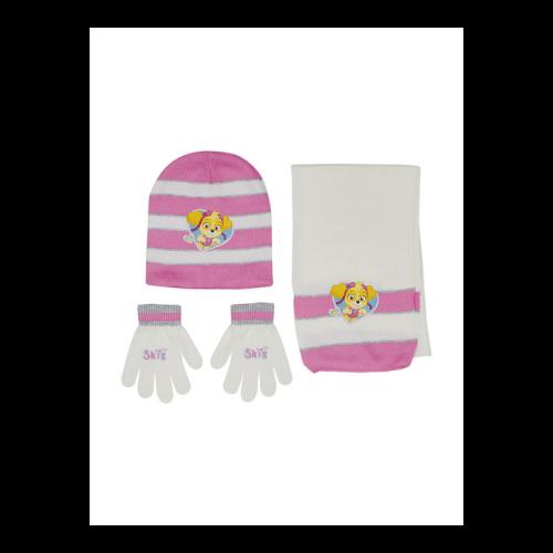 Stamion Paw Patrol Σετ Παιδικό Σκουφάκι με Κασκόλ & Γάντια Πλεκτό Ροζ (PT02277)