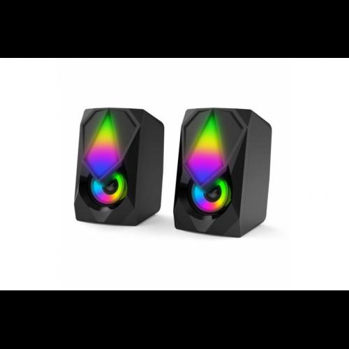 VGSFB Varr Gaming Speakers 2.0 Color Led Flash Black (OMO10526)