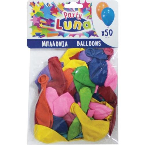 Μπαλόνια Luna Διάφορα Χρώματα 24 Εκ. 50 Τμχ. (88901)