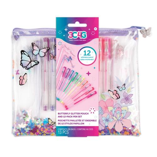 Butterfly Glitter Pouch And 12Pk Pen Set (12026)
