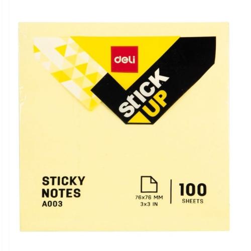 Deli Χαρτάκια σημειώσεων αυτοκόλλητα 100 Φύλλα 76x76mm κίτρινα (231.942500)