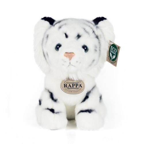Rappa Λούτρινη Ασπρη Τίγρης 18 εκ. Καθιστή Eco-Friendly (RA-847941)