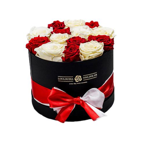 Forever Roses Κόκκινο-Λευκό Deluxe 19x20cm 14 τριαντάφυλλα