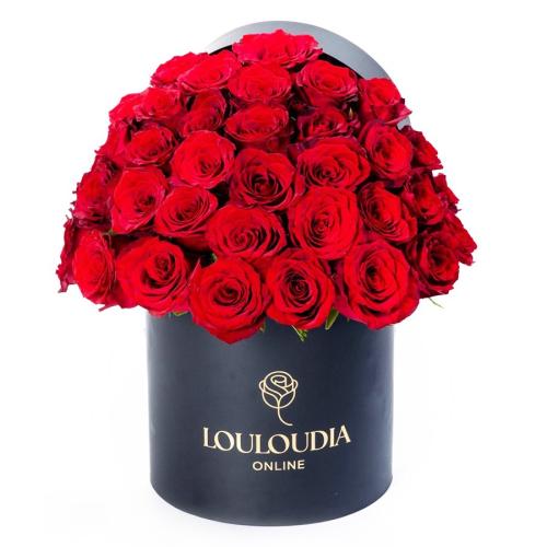 Μαύρο Κουτί με Κόκκινα Τριαντάφυλλα Deluxe 50x60cm