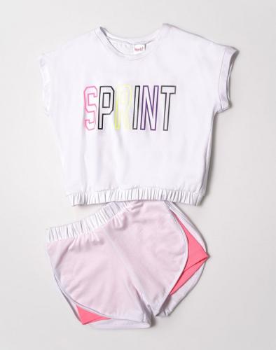 SPRINT SET JUNIOR GIRL WITH SHORTS 231-4048-S100 White