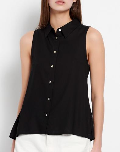 FUNKY BUDDHA Αμάνικο πουκάμισο από βισκόζη FBL007-101-05-BLACK Black