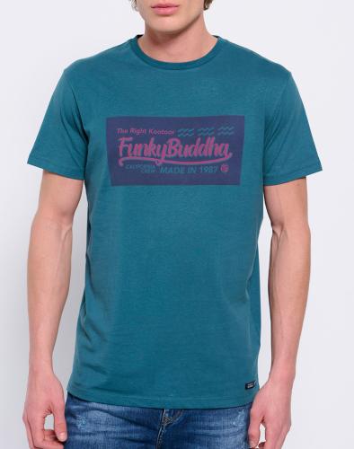 FUNKY BUDDHA T-shirt με τύπωμα στο στήθος FBM007-326-04-DEEP DarkGreen