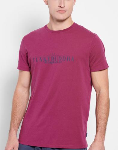 FUNKY BUDDHA Βαμβακερό t-shirt με Funky Buddha τύπωμα FBM007-023-04-LT RedWine