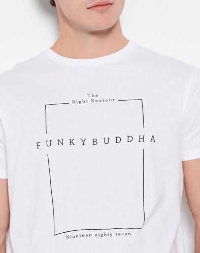 FUNKY BUDDHA T-shirt με minimal branded τύπωμα FBM007-380-04-WHITE White