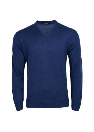 Πλεκτή μπλούζα με V-Neck λαιμόκοψη - 10 2110 /400 Blue