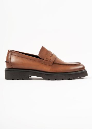 Alessandro Rossi Δερμάτινα Loafers της σειράς Danny - 48406 Tabacco