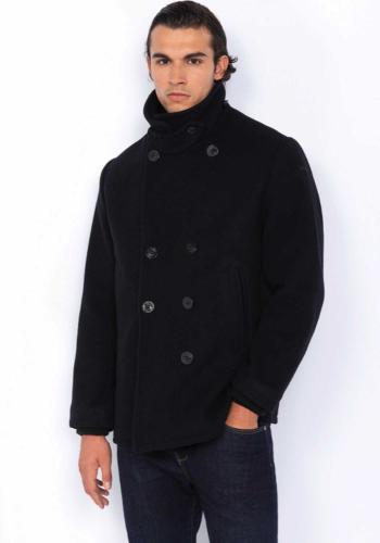Schott N.Y.C. Σταυρωτό Παλτό της σειράς Coat - SEACOAT Black