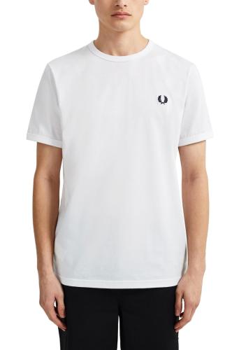Fred Perry Ανδρική Μπλούζα Ringer T-Shirt M3519-100 Λευκό