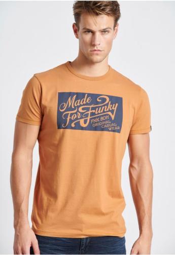 Funky Buddha T-Shirt με Graphic τύπωμα FBM002-007-04 COPPER