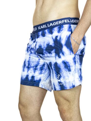 Ανδρικό Tie & Dye Medium Boardshort Μαγιό Μπλε Karl Lagerfeld KL22MBM08-BLUE