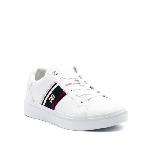 Γυναικεία Δερμάτινα Webbing Sneakers Λευκά Tommy Hilfiger FW0FW07379-YBS