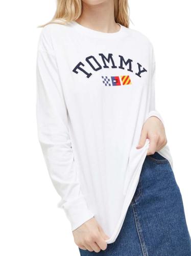 Γυναικείο Μακρυμάνικο Oversized T-shirt Λευκό Tommy Jeans DW0DW16168-YBR