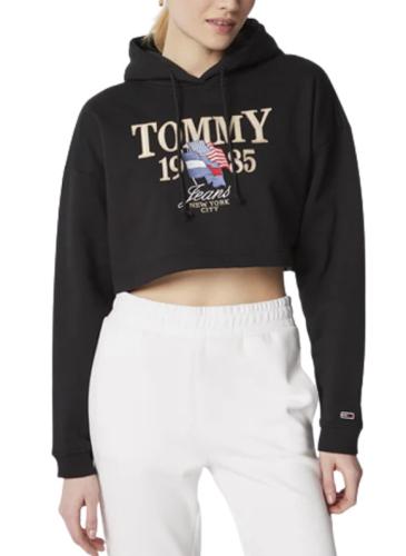 Γυναικείο Crop Φούτερ Μαύρο Tommy Jeans DW0DW15061-BDS