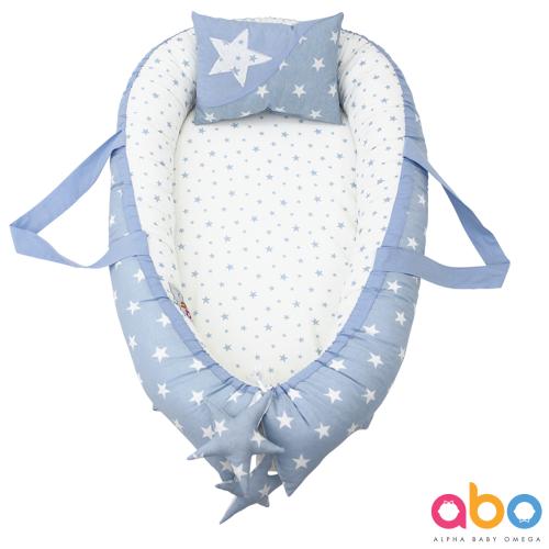 Φωλιά ύπνου με μαξιλάρι γαλάζια με αστεράκια ABO