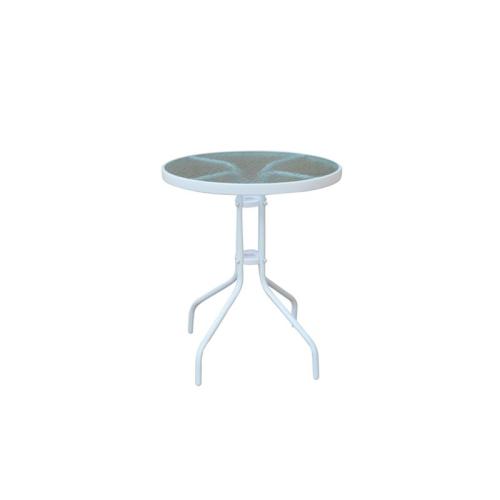 BALENO Τραπέζι Κήπου - Βεράντας, Μέταλλο Βαφή Άσπρο, Γυαλί Tempered  Φ60x70cm [-Άσπρο/Clear-] [-Μέταλλο/Γυαλί-] Ε2400,4W