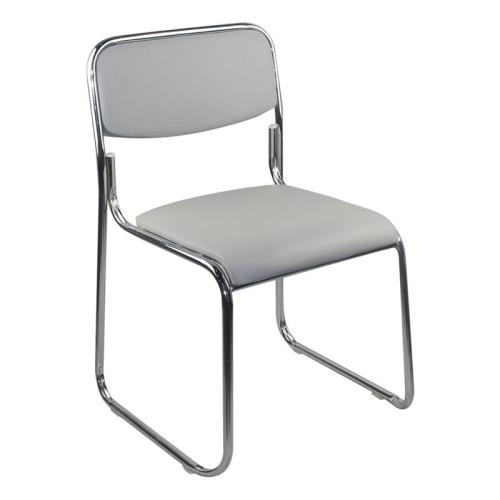CAMPUS Καρέκλα Επισκέπτη Γραφείου, Στοιβαζόμενη Χρώμιο Μέταλλο, Soft Pu Γκρι  51x49x78cm [-Γκρι-] [-PU - PVC - Bonded Leather-] Ε553,5W ( 5 ΤΕΜ.)
