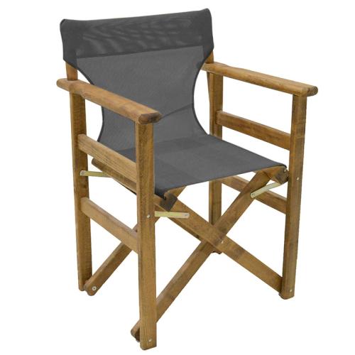 Καρέκλα-πολυθρόνα σκηνοθέτη Retto μασίφ ξύλο οξιάς καρυδί-πανί μαύρο-γκρι Υλικό: Solid wood beech 237-000034