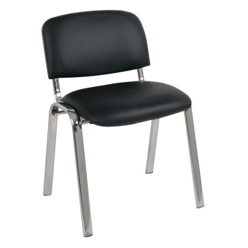 SIGMA Καρέκλα Στοιβαζόμενη Γραφείου Επισκέπτη, Χρώμιο, PVC Μαύρο  55x60x79cm / Σωλ.35x16/1mm [-Μαύρο-] [-Μέταλλο/PVC - PU-] ΕΟ550,11W ( 28 ΤΕΜ.)