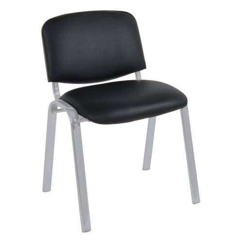 SIGMA Καρέκλα Στοιβαζόμενη Γραφείου Επισκέπτη, Μέταλλο Βαφή Silver, PVC Μαύρο  55x60x79cm / Σωλ.35x16/1mm [-Μαύρο-] [-Μέταλλο/PVC - PU-] ΕΟ550,12W ( 28 ΤΕΜ.)